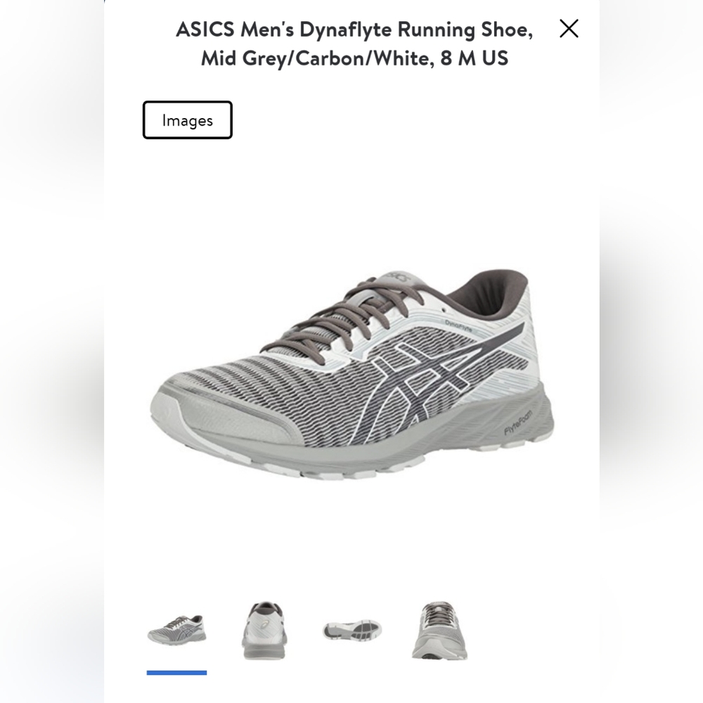 ASICS Men's Dynaflyte Running Shoe, Mid Grey/Carbon/White size 11